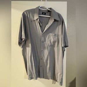 Haggar Gray Casual Button Down Shirt Relaxed Fit